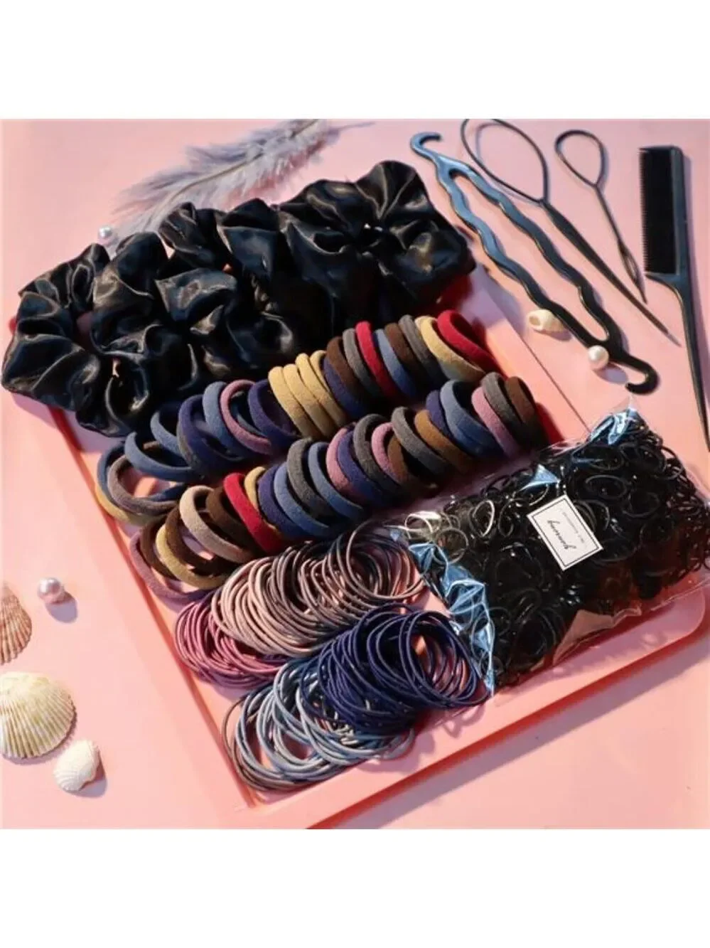 Hair accessories set 755pcs ponytail holders scrunchies hair ties for thick curl